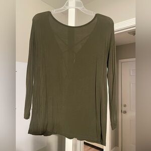 Green Scoop Neck 3/4 Sleeve Relaxed Blouse